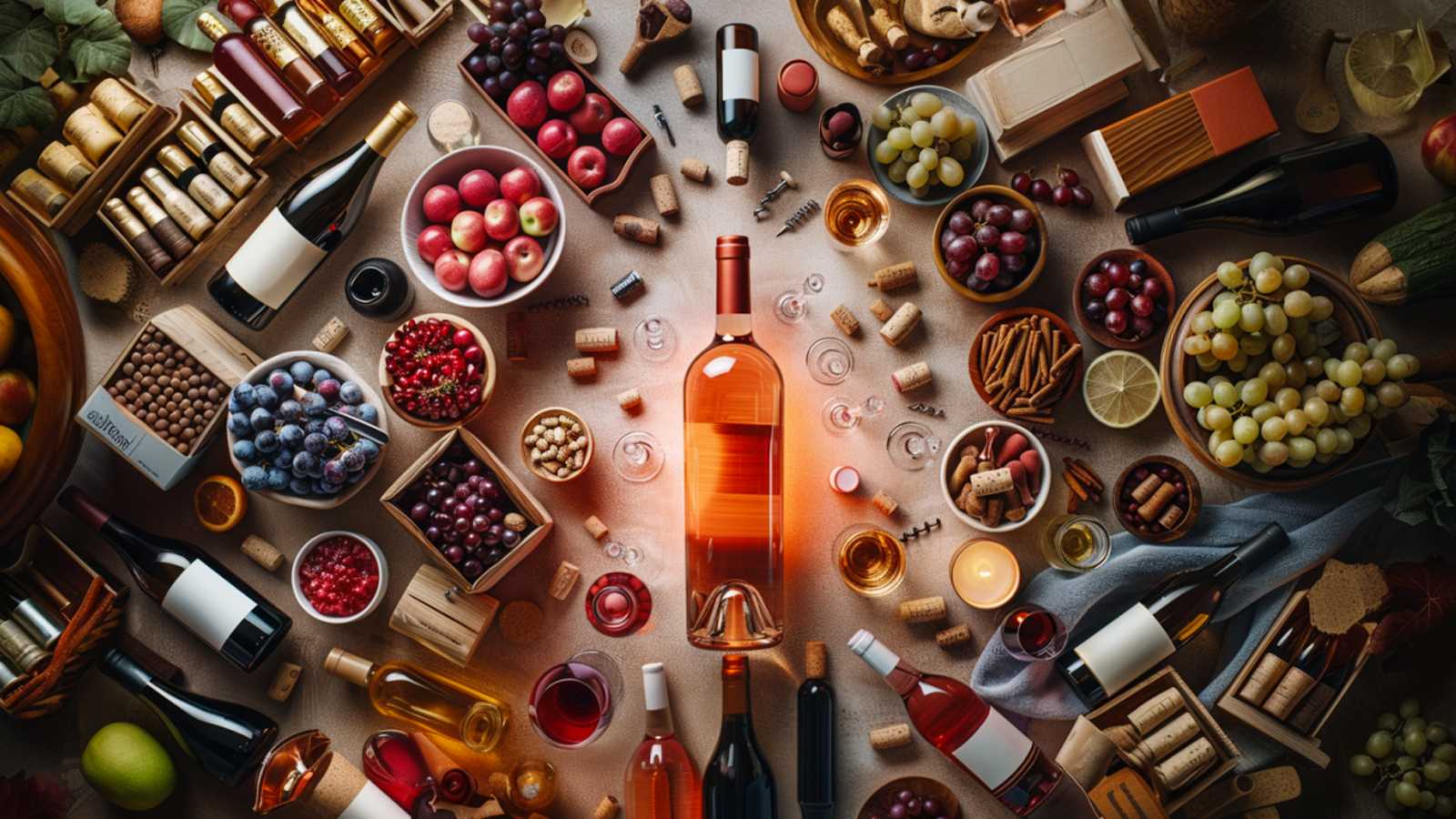 Vins — gamme premium, étiquettes raffinées