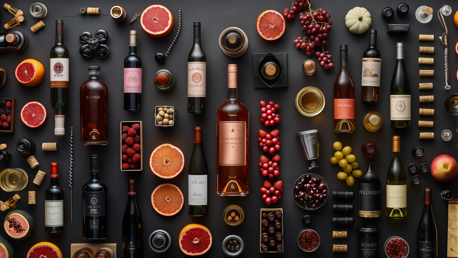 Vins — série mono, fond sombre contrasté